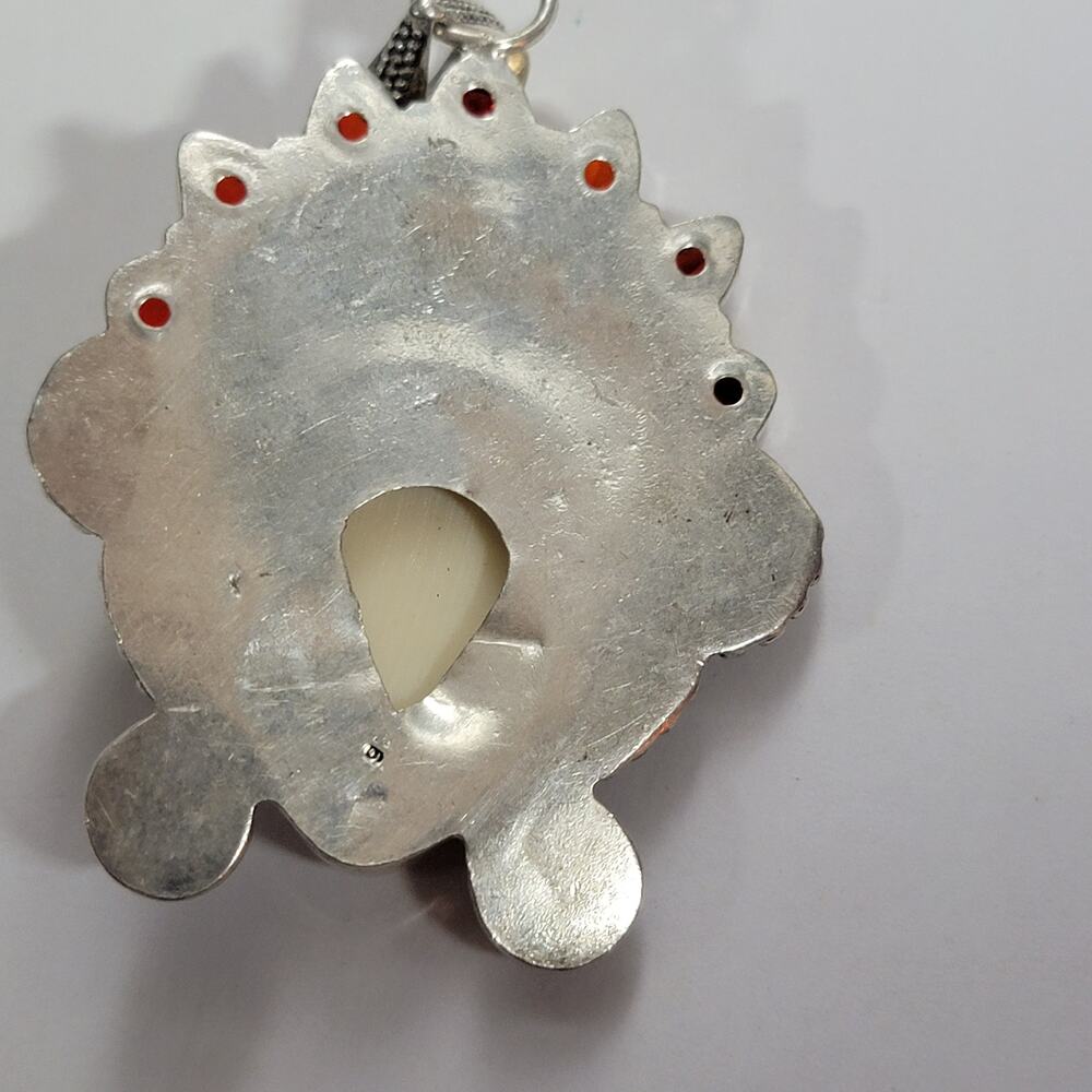 Goddess Pendant Carved Face Sterling Silver with Garnet - Picture 9 of 10